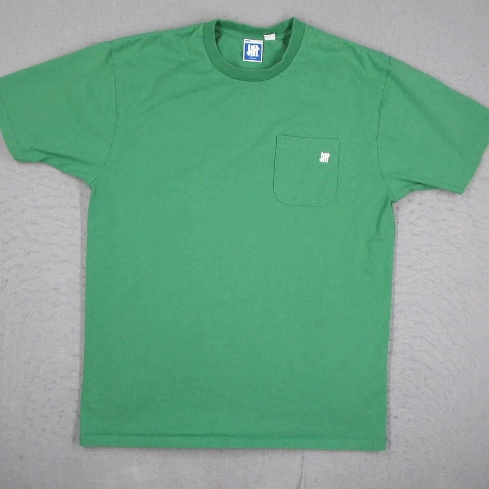 Undefeated Mens Pocket T-Shirt Green Short Sleeve Crewneck Logo Medium